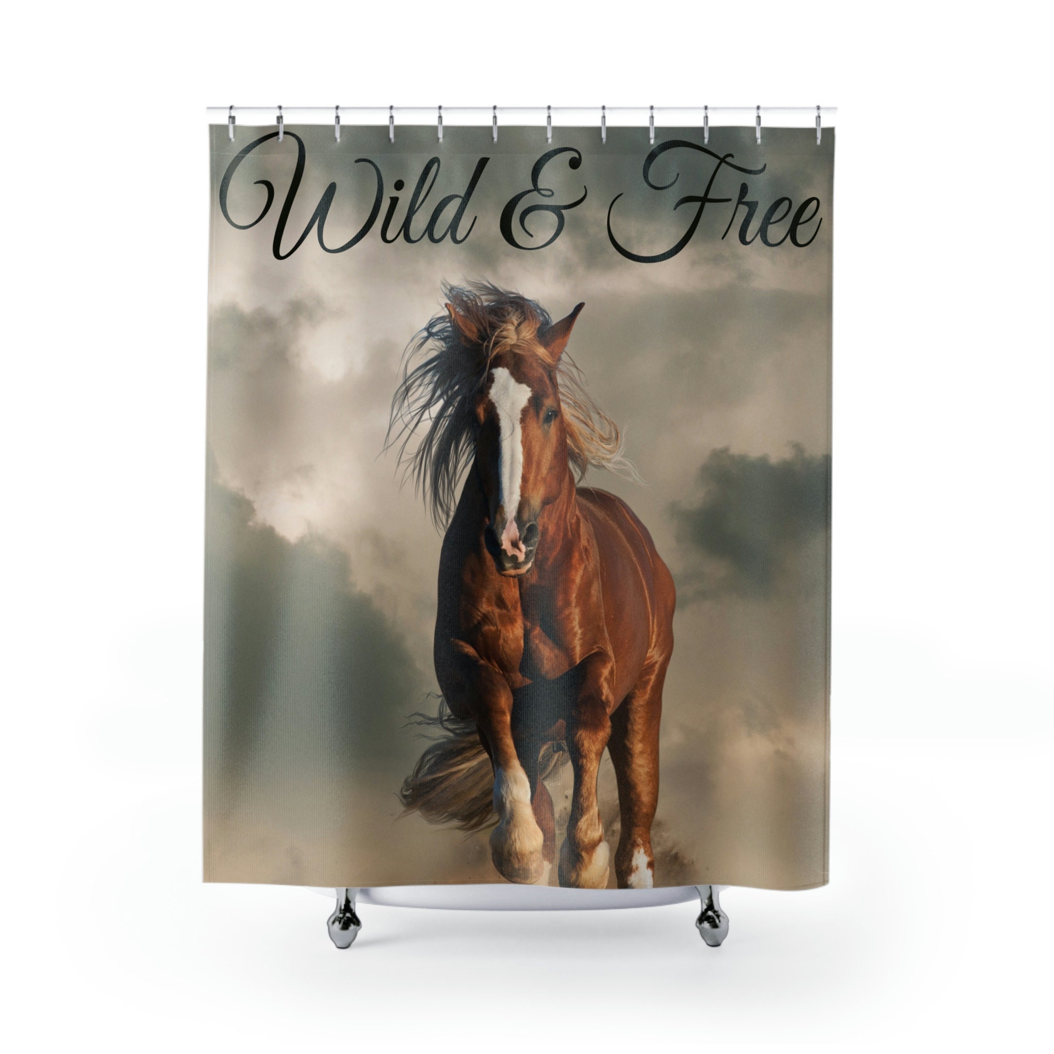 Horse Shower Curtain - Modern Equestrian Bathroom Decor