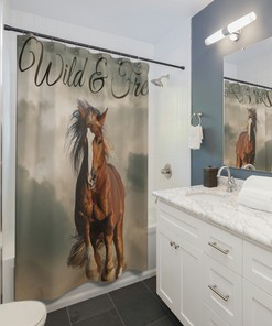 Horse Shower Curtain - Modern Equestrian Bathroom Decor