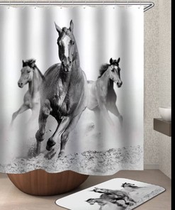 Horse Shower and Bath Curtain Set - Invigorating Bathroom Decor