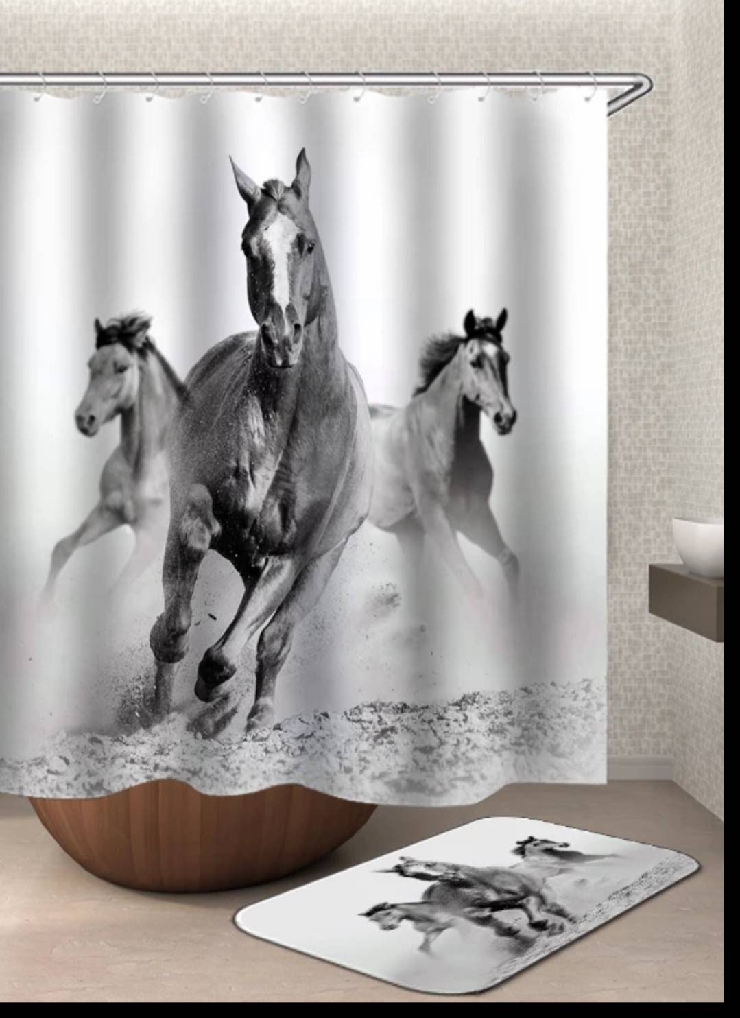 Horse Shower and Bath Curtain Set - Invigorating Bathroom Decor