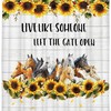 Horse Sunflower Fabric Shower Curtain - Waterproof Grey Bathroom Decor 