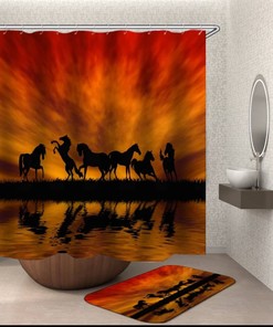 Horse Sunset Shower Curtain - Beautiful Country Style Bathroom Decor 