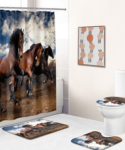 Horse Themed Shower Curtain - Rustic Bathroom Decor 