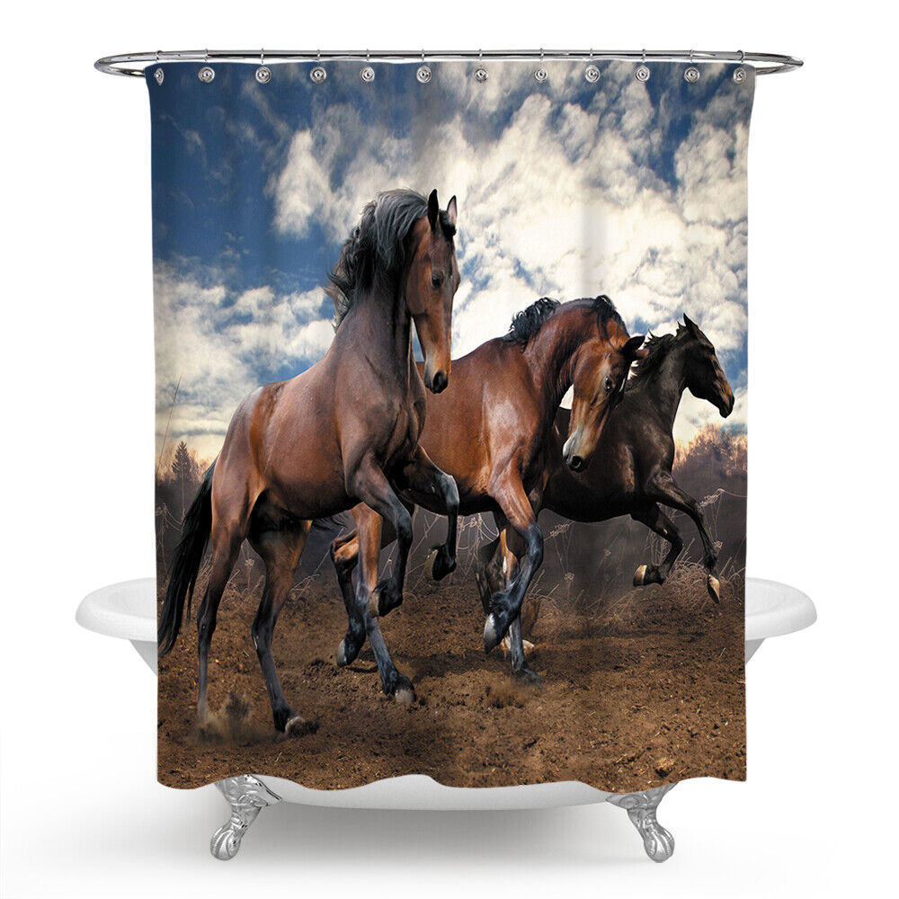 Horse Themed Shower Curtain - Rustic Bathroom Decor