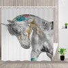 Horse and Graffiti Print Shower Curtain for Modern Art Bathroom Decor