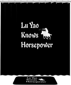 Horsepower Knows No Bounds Printed Bathroom Tub Set With Waterproof Fabric Shower Curtain