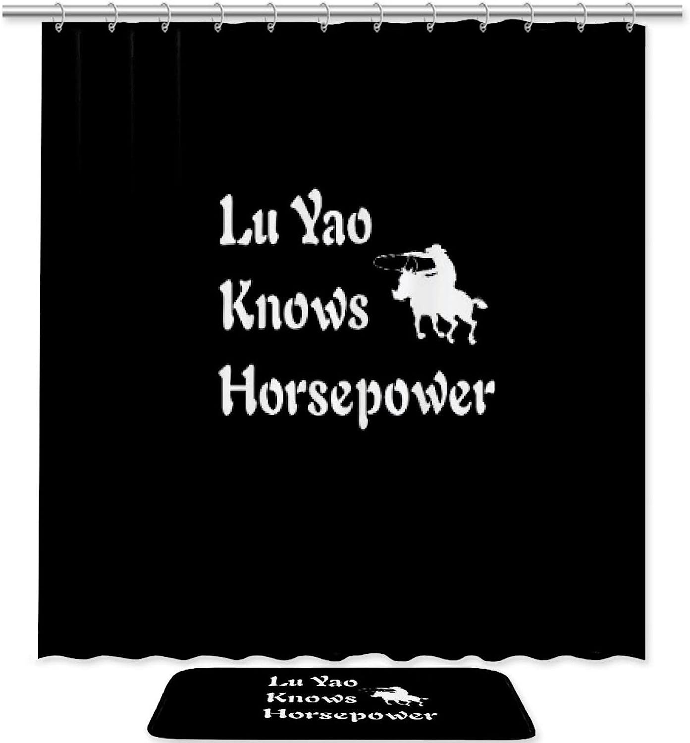 Horsepower Knows No Bounds Printed Bathroom Tub Set With Waterproof Fabric Shower Curtain