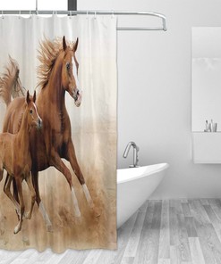 Horses and Kids Run in Fields Farm Country Decor Bathroom Shower Curtain
