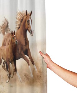 Horses and Kids Run in Fields Farm Country Decor Bathroom Shower Curtain
