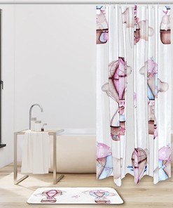 Hot Air Balloon Bear Elephant Birds Shower Curtain - Waterproof Bathroom Decoration