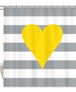 Hot Pink, Black, And White Striped Heart Shower Curtain - Customized Preppy Home Decor For Teenagers
