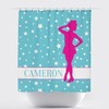 Hot Pink and Aqua Tap Dancer Stars Monogrammed Name Shower Curtain