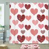 Houndstooth Love Heart Fabric Shower Curtain For Bathroom Decor