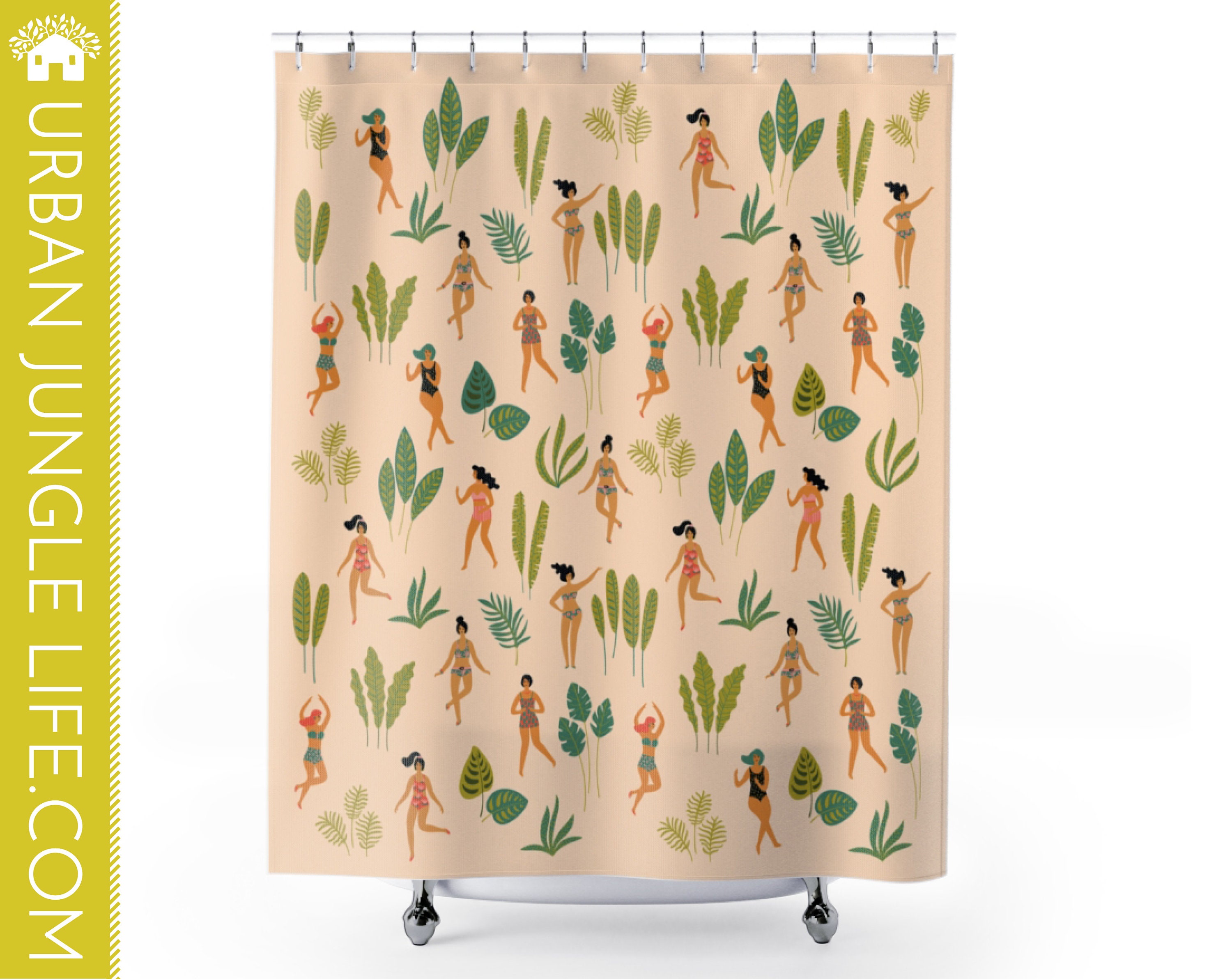 House Plant Shower Curtain For A Botanical Bathroom Decor