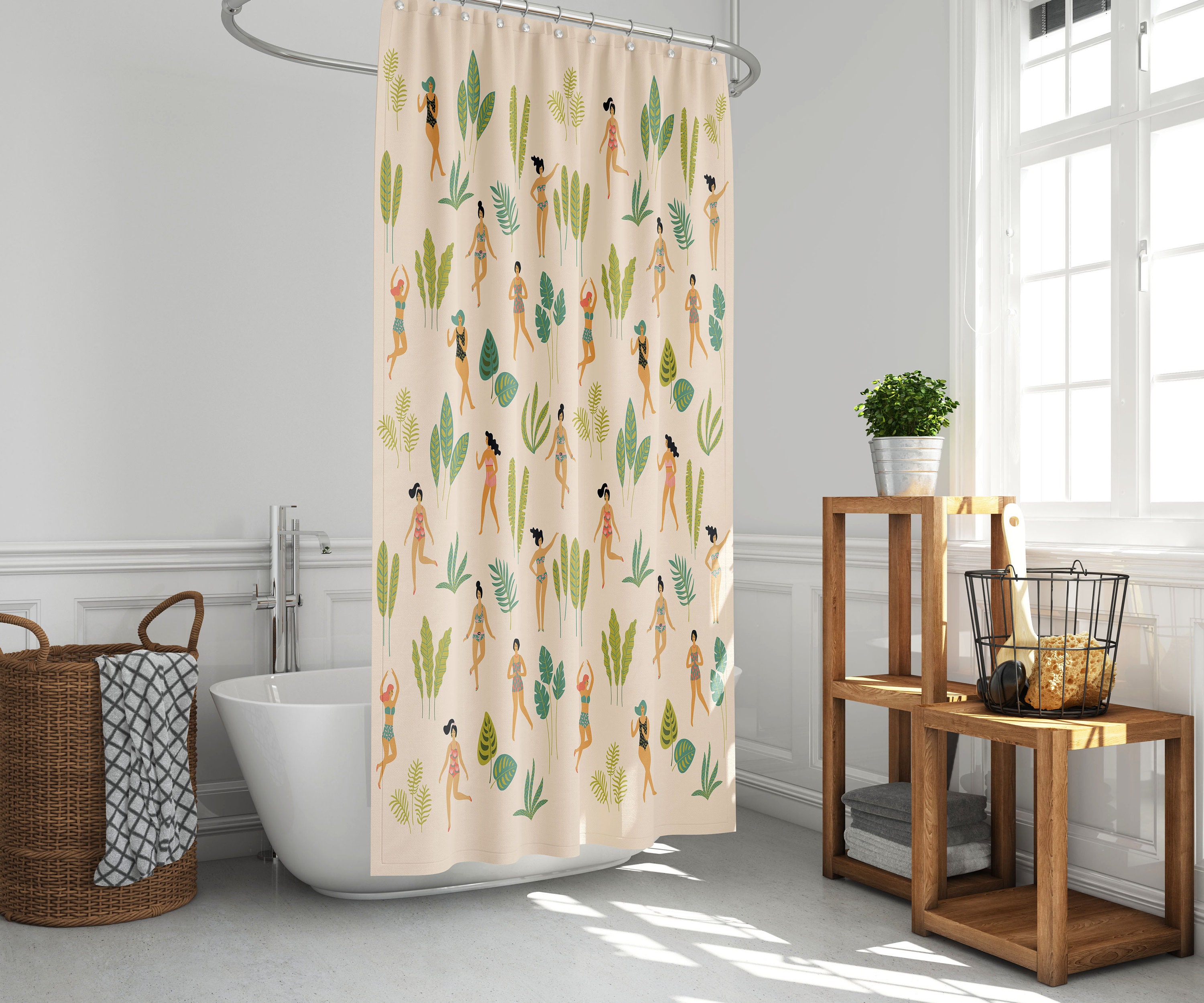 House Plant Shower Curtain For A Botanical Bathroom Decor
