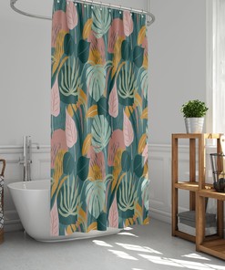 House Plants Shower Curtain for Bathroom Decor, Tropical Leaves Design, Plant Lady Bath Decor