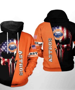 Houston Astros Mlb Us Flag Skull 3D Hoodie Zipper Hoodie - Stand Out From The Crowd