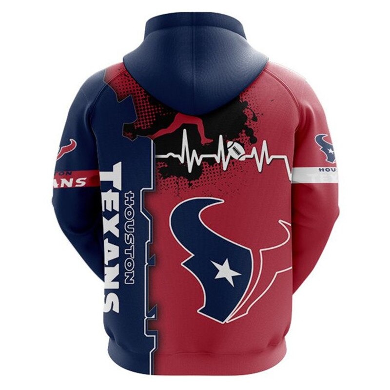 Houston Texans 3D All Over Print Zip Up Hoodie For Nfl Fans With Custom Printing