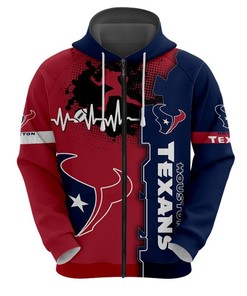 Houston Texans 3D All Over Print Zip Up Hoodie For Nfl Fans With Custom Printing