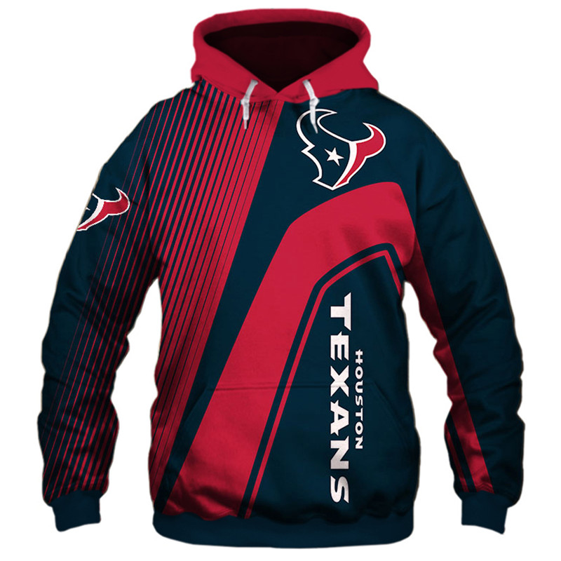 Houston Texans 3D Zip Hoodie Pullover With All Over Print For Nfl Fans