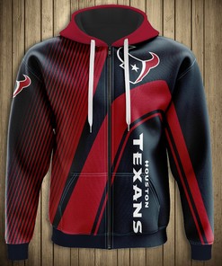 Houston Texans 3D Zip Hoodie Pullover With All Over Print For Nfl Fans