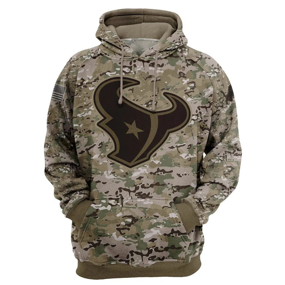 Houston Texans Camo Hoodie 3D Printed All Over Print, Ideal Gift For Fans