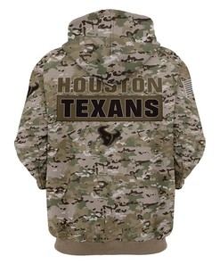 Houston Texans Camo Hoodie 3D Printed All Over Print, Ideal Gift For Fans