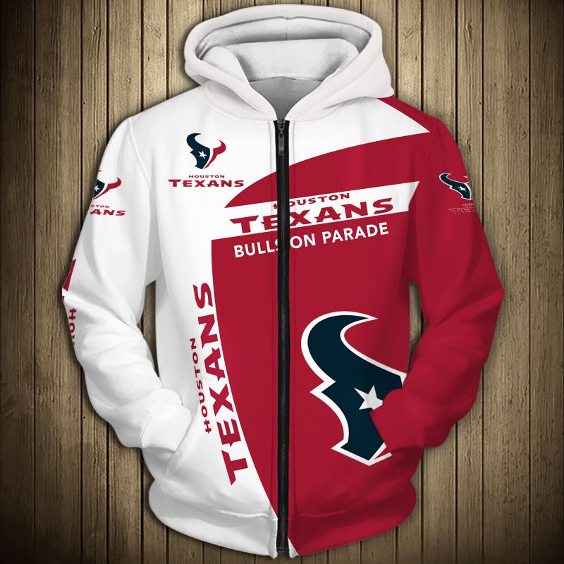Houston Texans Hoodie 3D Zip Hoodie Pullover Gift With All Over Print For Fans