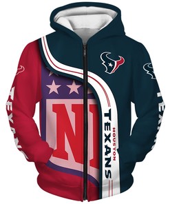 Houston Texans Pullover 3D Hoodie With Zip Up All Over Print For Nfl Fans