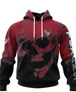 Houston Texans Skull Hoodie 3D All Over Print With Custom Name & Number, Perfect For Fans