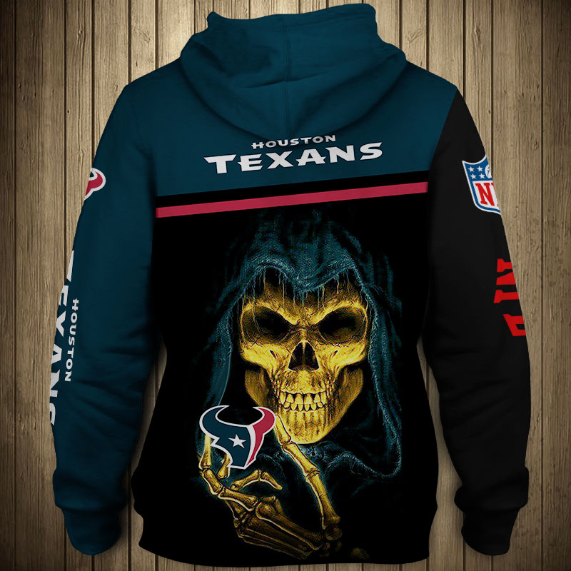 Houston Texans Skull Hoodie With 3D All Over Print, Ideal Gift For Fans