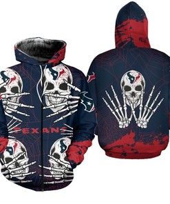 Houston Texans Skull Hoodie With All Over Print Perfect For Halloween
