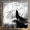 Howl at the Storm with Wolf Silhouette Shower Curtain for Mystic Animal Bathroom Decor