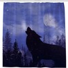 Howling Wolf Forest Snow Landscape Bathroom Decor Shower Curtain, RASHU Waterproof Fabric Bath Curtain Set