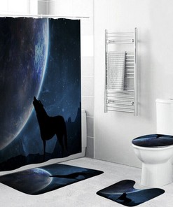 Howling Wolf Full Moon Waterproof Shower Curtain For A Nature Lover'S Bath