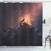 Howling Wolf On Rock Bathroom Print Shower Curtain 