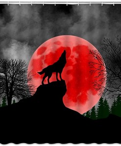 Howling Wolf Shower Curtain For A Fantasy And Wildlife Bathroom Decor