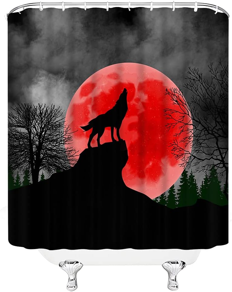 Howling Wolf Shower Curtain For A Fantasy And Wildlife Bathroom Decor - Image 2