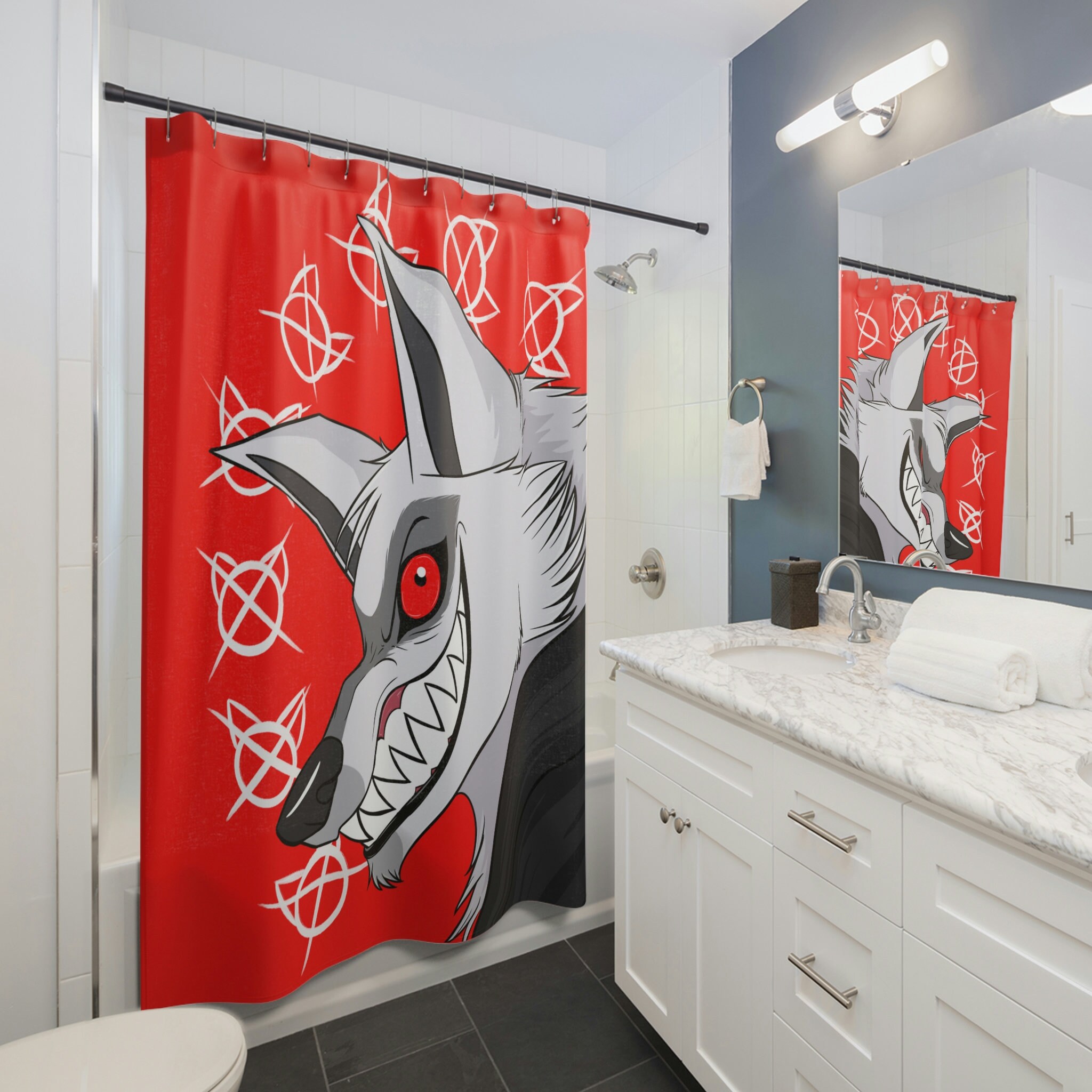 Howling Wolf Shower Curtain For Wilderness Bathroom Decor - Image 2