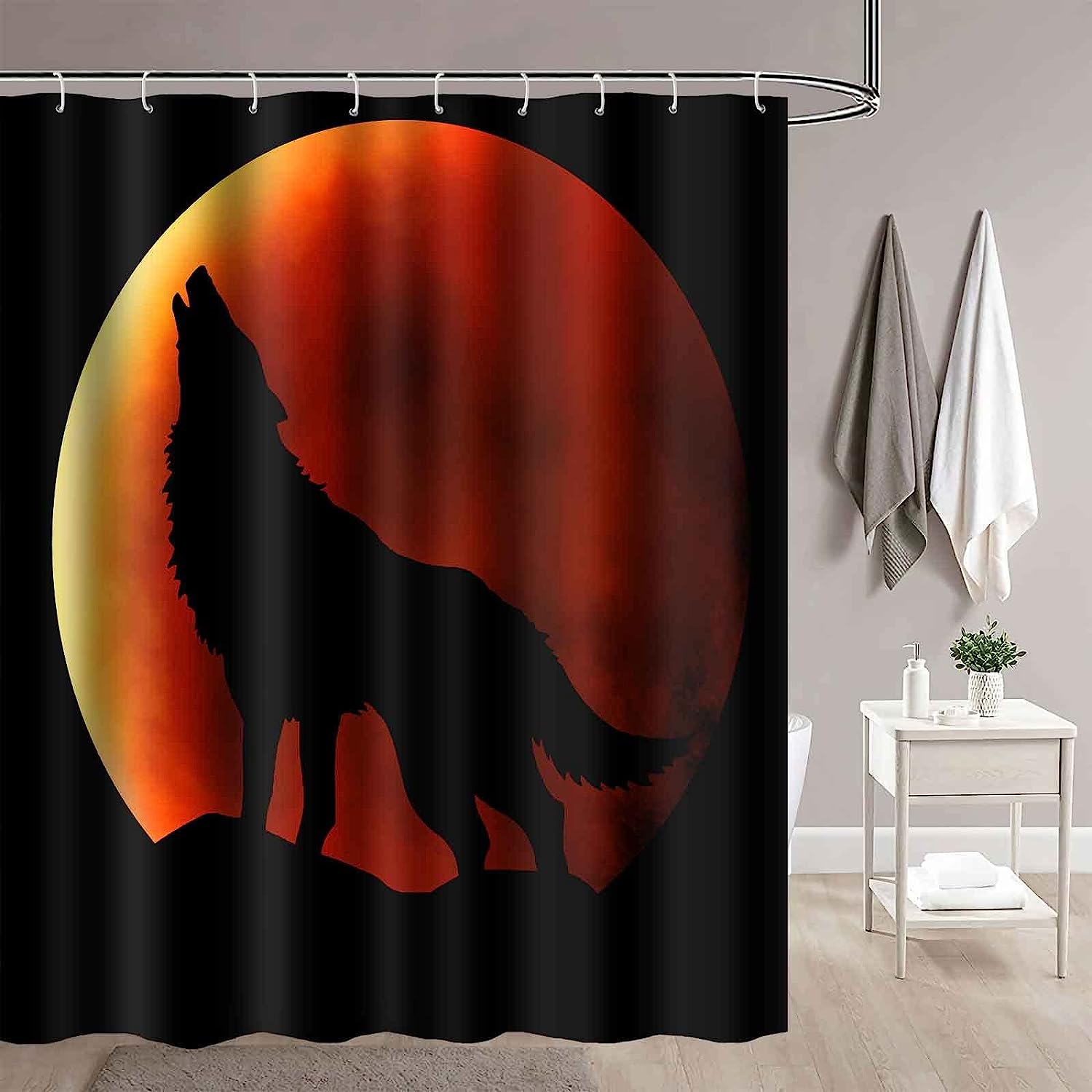 Howling Wolf Wild Animals Shower Curtain - Rustic Wilderness Bathroom Decor