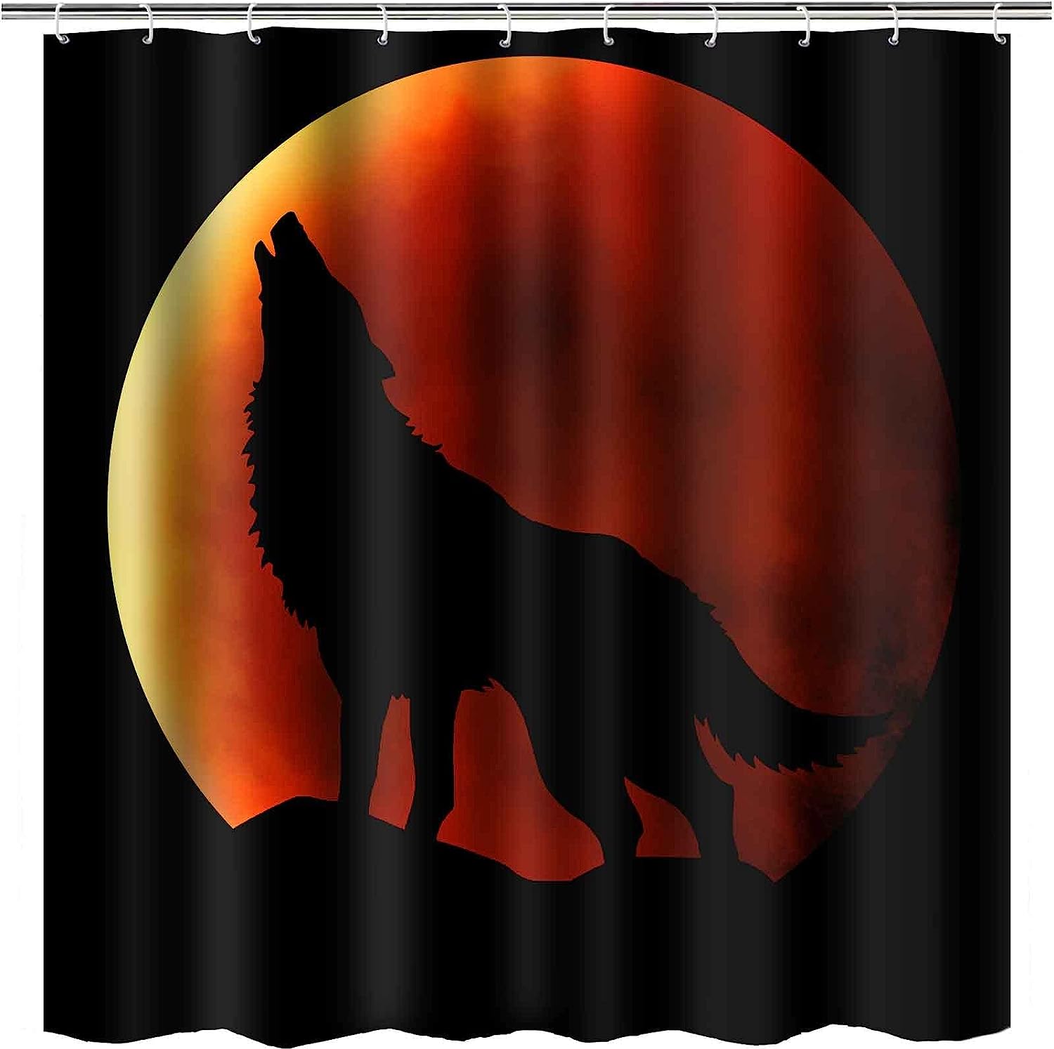 Howling Wolf Wild Animals Shower Curtain - Rustic Wilderness Bathroom Decor