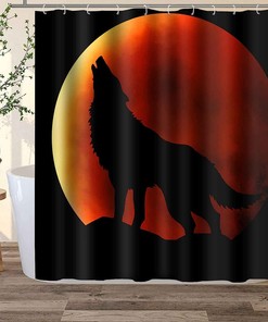 Howling Wolf Wild Animals Shower Curtain - Rustic Wilderness Bathroom Decor