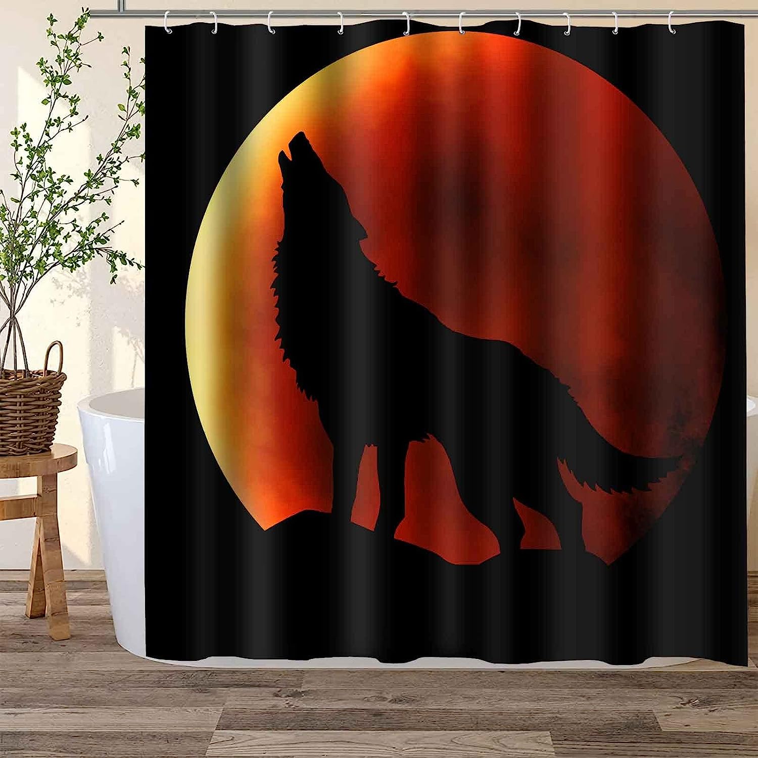 Howling Wolf Wild Animals Shower Curtain - Rustic Wilderness Bathroom Decor