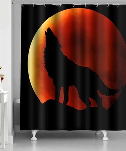 Howling Wolf Wild Animals Shower Curtain - Rustic Wilderness Bathroom Decor