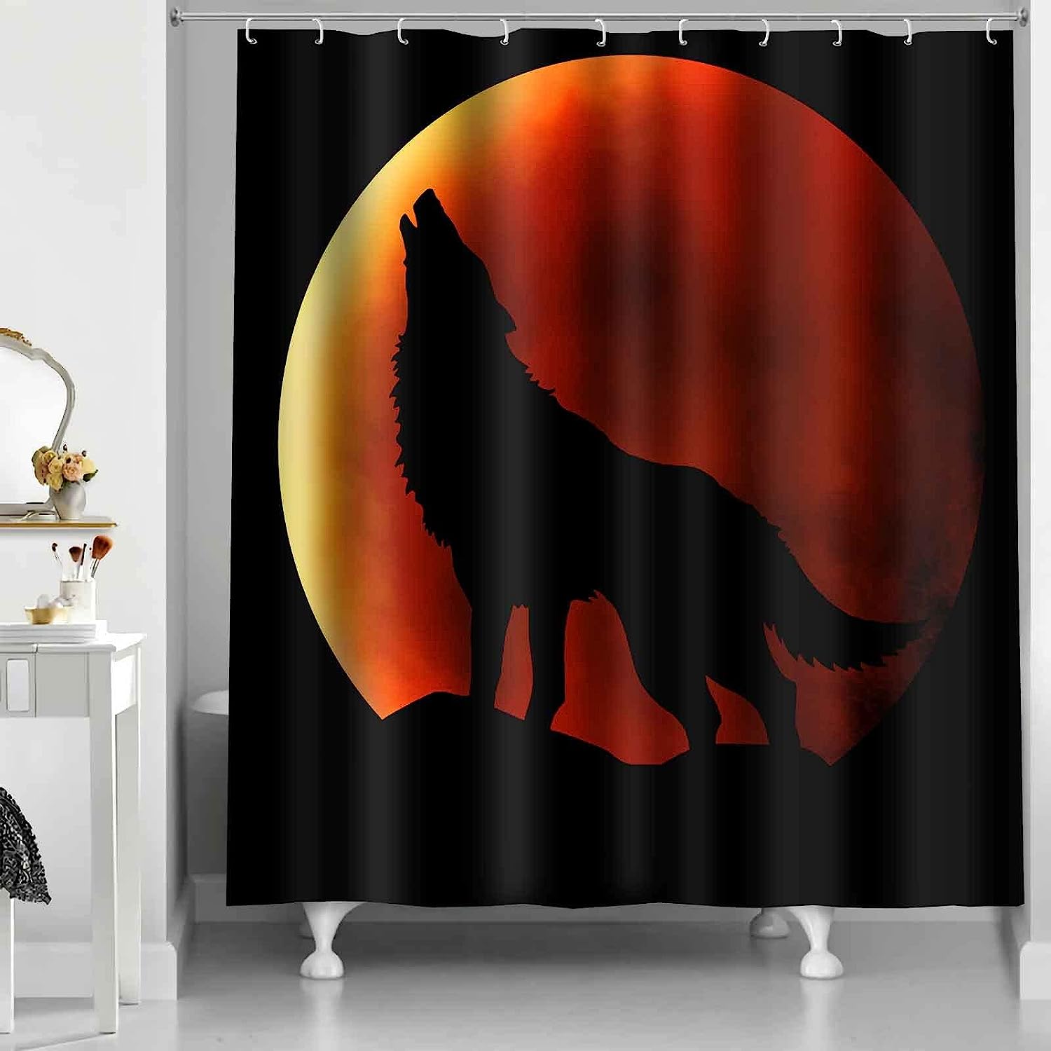Howling Wolf Wild Animals Shower Curtain - Rustic Wilderness Bathroom Decor