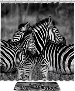 Hugging Zebras Shower Curtain, Fabric Liner for Stylish Bathroom Decor