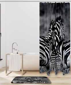 Hugging Zebras Shower Curtain, Fabric Liner for Stylish Bathroom Decor