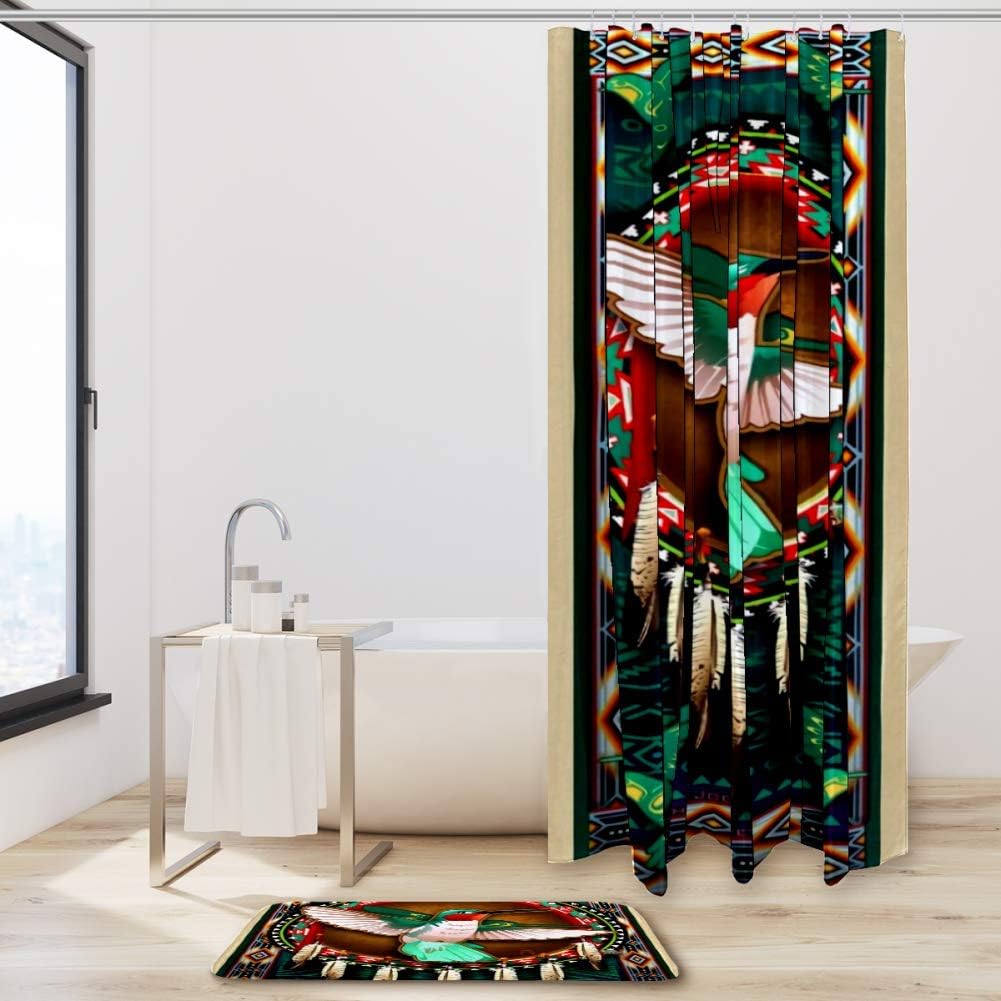 Hummingbird And Dreamcatcher Fabric Shower Curtain For Bohemian Bathrooms - Image 2