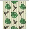 Hummingbird And Monstera Print Bathroom Shower Curtain For Funny Home Decoration