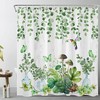 Hummingbird And Mushroom Botanical Green Shower Curtain For Farmhouse Bathroom,